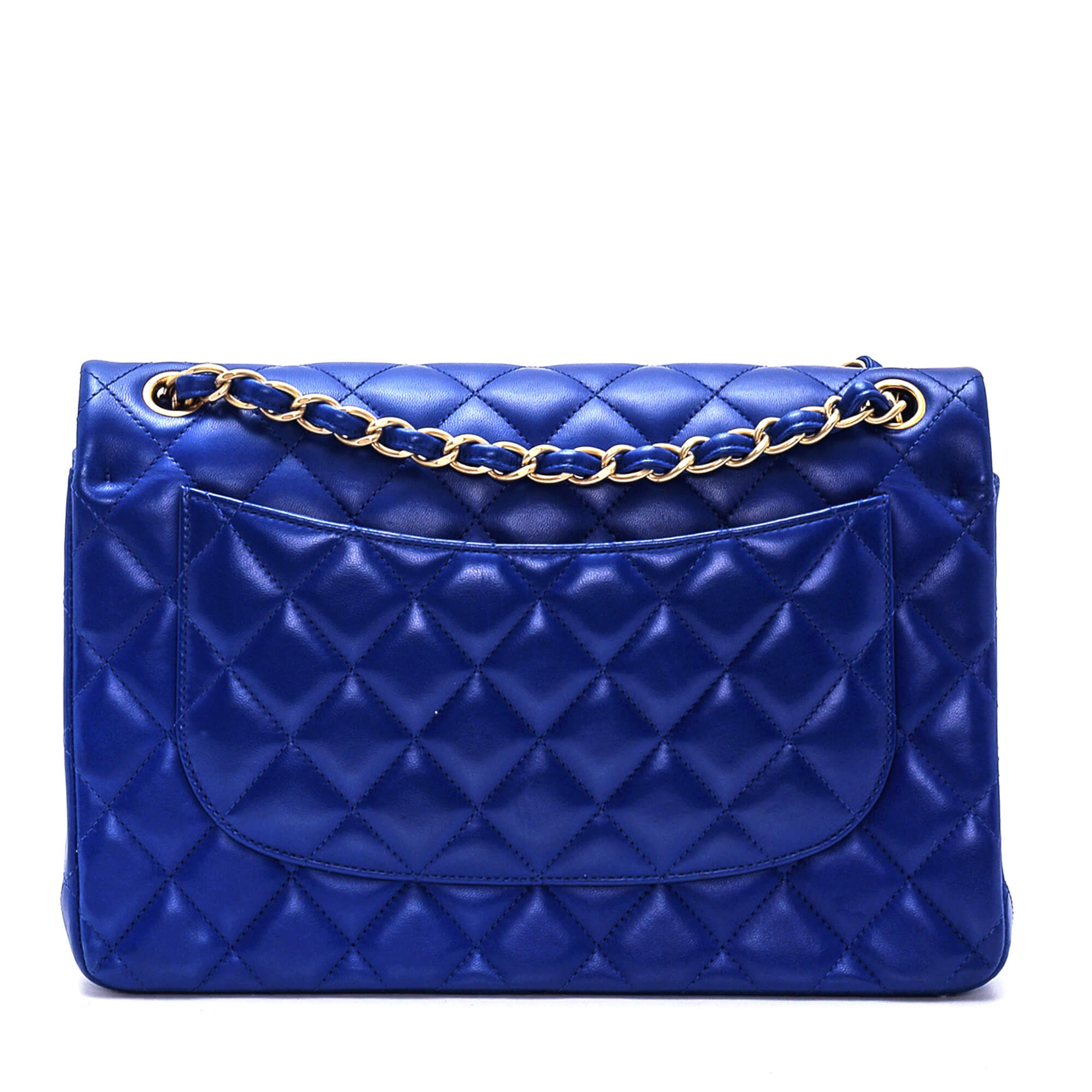 Chanel - Royal Blue Quilted Lambskin Leather Jumbo Double Flap Bag